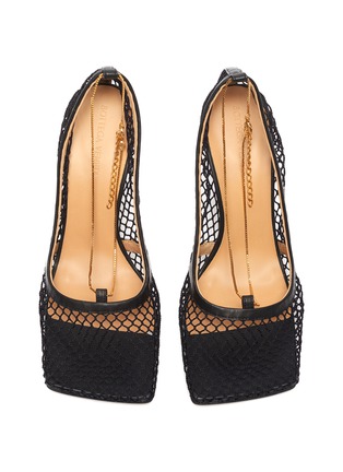 Chain embellished mesh square toe pumps