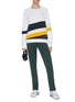 Figure View - Click To Enlarge - THE UPSIDE - 'Electric NY' stripe outseam drawstring performance pants