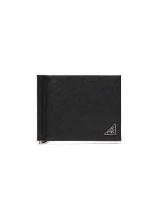 Main View - Click To Enlarge - PRADA - Logo plate saffiano leather bifold wallet