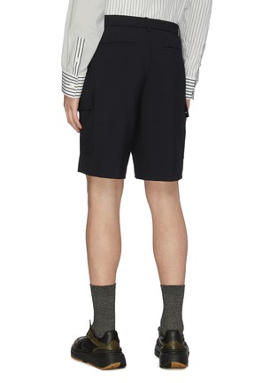 Back View - Click To Enlarge - SOLID HOMME - Zip waist tailored cargo shorts