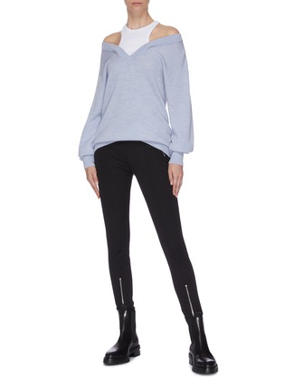 Figure View - Click To Enlarge - T BY ALEXANDER WANG - Contrast panel top V neck sweater