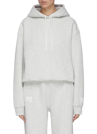 Main View - Click To Enlarge - T BY ALEXANDER WANG - Logo embroidered dense fleece bubble hoodie