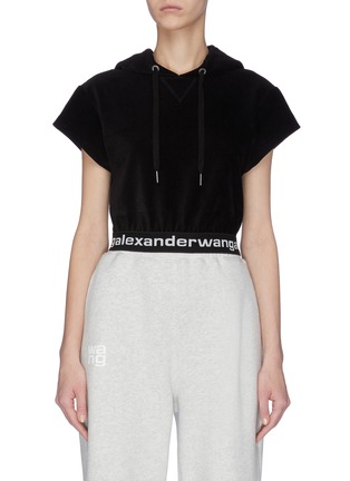 Main View - Click To Enlarge - T BY ALEXANDER WANG - Logo waistband corduroy sleeveless hoodie