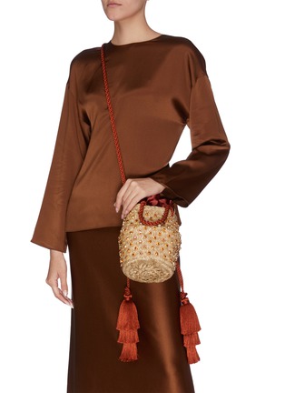 Front View - Click To Enlarge - LE NINÈ - 'Carol' tassel strap embellished basket bag
