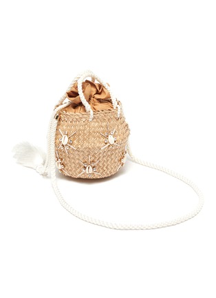 Detail View - Click To Enlarge - LE NINÈ - 'Carol' small shell embellished tassel strap small basket bag