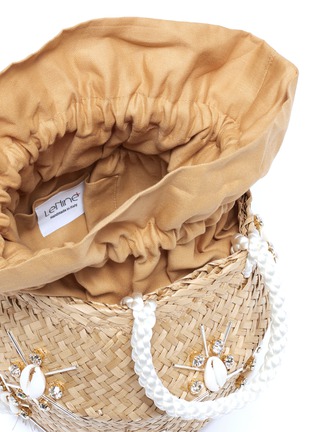 Detail View - Click To Enlarge - LE NINÈ - 'Carol' small shell embellished tassel strap small basket bag