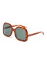 Main View - Click To Enlarge - GUCCI - Large square marble effect acetate frame sunglasses