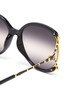Detail View - Click To Enlarge - GUCCI - Large square y-shape temple metal frame round sunglasses