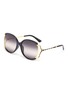 Main View - Click To Enlarge - GUCCI - Large square y-shape temple metal frame round sunglasses