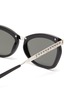 Detail View - Click To Enlarge - GUCCI - Glass crystal bridge acetate metal frame rectanglular sunglasses