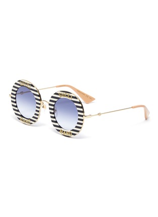 Main View - Click To Enlarge - GUCCI - Stripe acetate round sunglasses