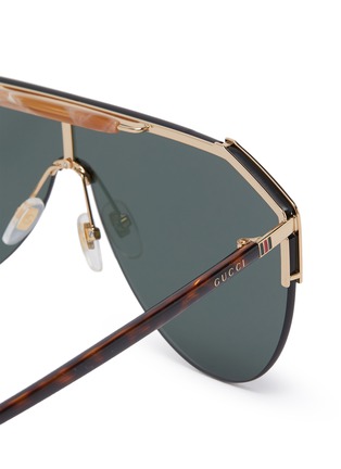 Detail View - Click To Enlarge - GUCCI - Logo metal frame front acetate aviator sunglasses