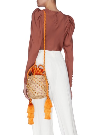 Front View - Click To Enlarge - LE NINÈ - 'Carol Twist' small embellished tassel strap basket bag