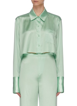 Main View - Click To Enlarge - T BY ALEXANDER WANG - 'Wash & Go' wet shine cropped shirt