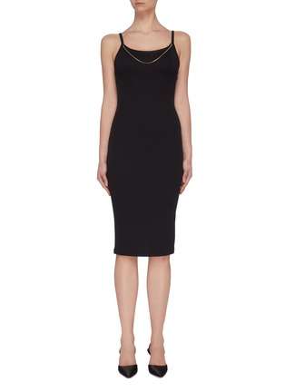 Main View - Click To Enlarge - T BY ALEXANDER WANG - 'Bodycon' Chain detail rib knit slip on dress