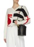 Front View - Click To Enlarge - JIL SANDER - Bamboo handle small leather bucket bag