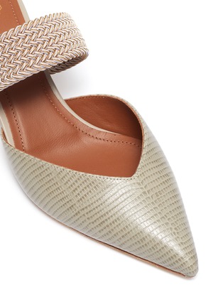 Detail View - Click To Enlarge - MALONE SOULIERS - 'Maisie' braided band lizard embossed leather mules