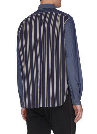 Back View - Click To Enlarge - NANAMICA - Stripe panel button-up wind shirt