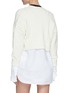 Back View - Click To Enlarge - T BY ALEXANDER WANG - Cable knit bi layer V neck Oxford shirting cardigan top