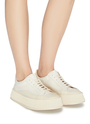 Figure View - Click To Enlarge - JIL SANDER - Chunky sole leather sneakers