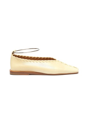 Main View - Click To Enlarge - JIL SANDER - Metal ankle ring stitching detail ballerina flats