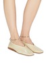 Figure View - Click To Enlarge - JIL SANDER - Metal ankle ring stitching detail ballerina flats