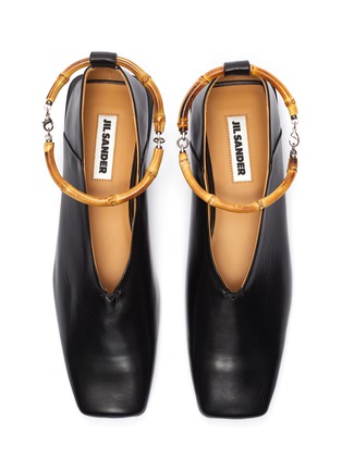 Detail View - Click To Enlarge - JIL SANDER - Bamboo ankle ring leather ballerina flats