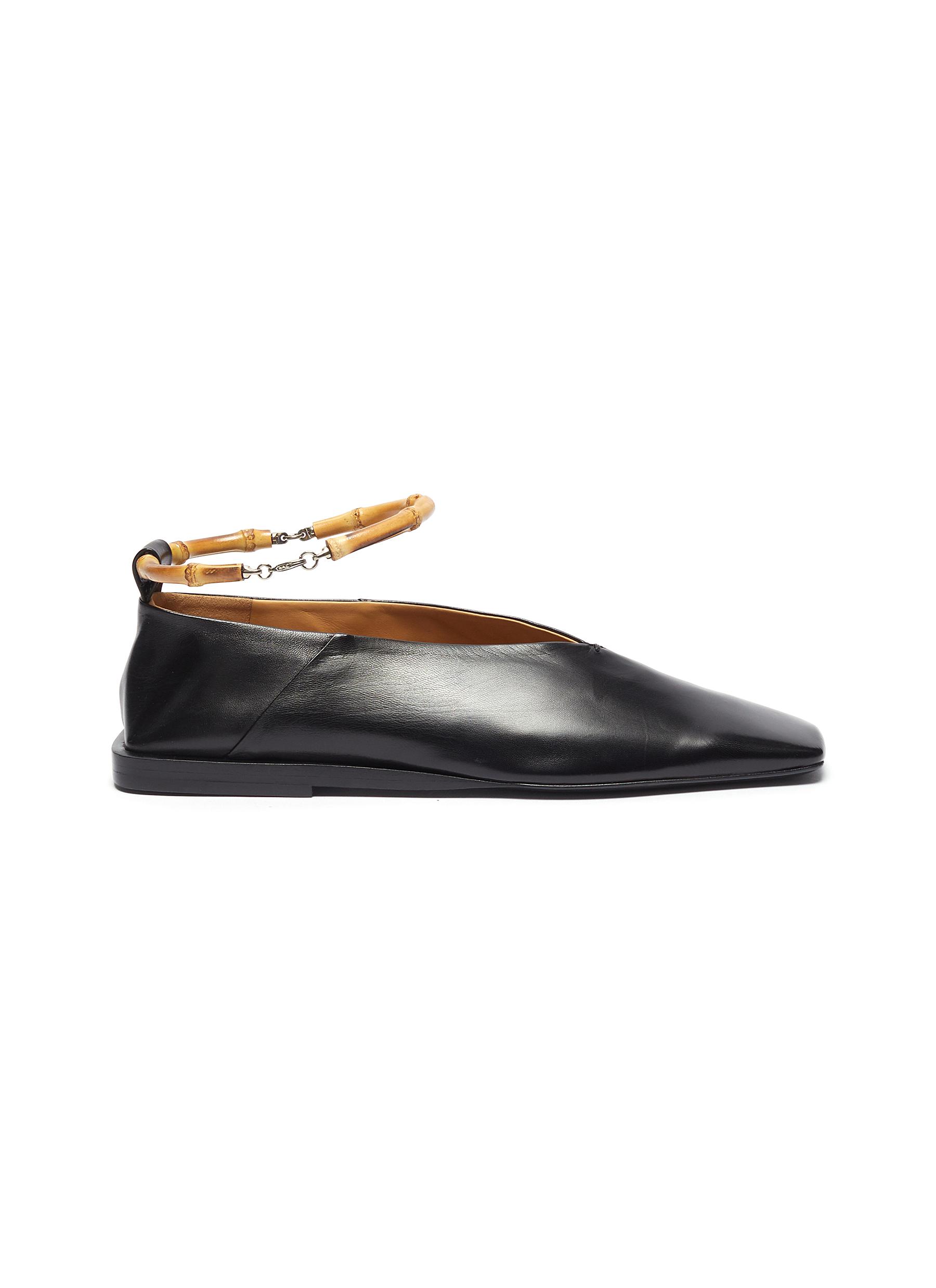 Buy Bamboo ankle ring leather ballerina flats by Jil Sander Online ...