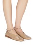 Figure View - Click To Enlarge - JIL SANDER - Metal ankle ring stitching detail ballerina flats