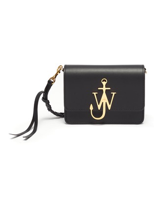 Main View - Click To Enlarge - JW ANDERSON - 'Logo' plate braided strap leather crossbody bag
