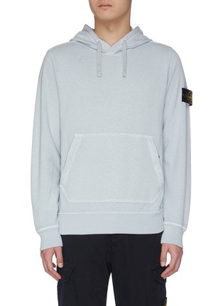 Main View - Click To Enlarge - STONE ISLAND - Logo patch fleece cotton hoodie