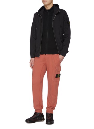 Figure View - Click To Enlarge - STONE ISLAND - Logo embroidered zip-up knit jacket