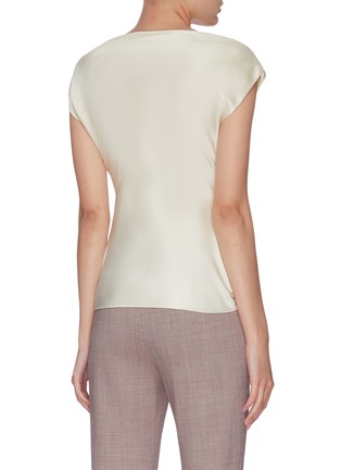 Back View - Click To Enlarge - THEORY - Draped boat neck short sleeve top