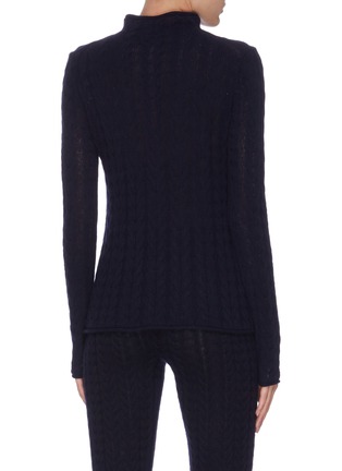 Back View - Click To Enlarge - THEORY - Mock neck cable knit cashmere sweater