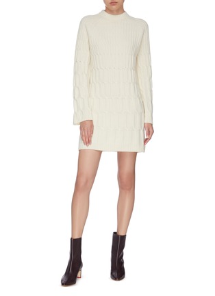 Figure View - Click To Enlarge - THEORY - Flare sleeve cashmere wool cable knit dress