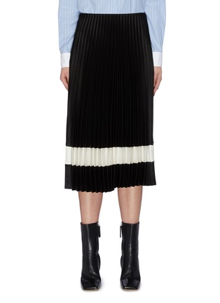 Main View - Click To Enlarge - THEORY - Contrast stripe pleated skirt