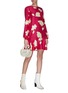 Figure View - Click To Enlarge - THEORY - Graphic print flared silk dress