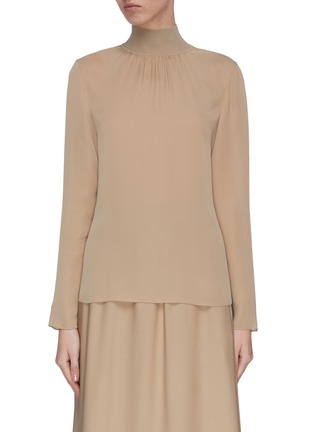 Main View - Click To Enlarge - THEORY - Ribbed turtleneck silk top