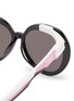 Detail View - Click To Enlarge - BALENCIAGA - Round acetate frame contrast temple sunglasses