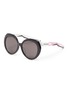 Main View - Click To Enlarge - BALENCIAGA - Round acetate frame contrast temple sunglasses