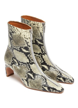 Detail View - Click To Enlarge - ROSETTA GETTY - Zip front snake embossed leather ankle boots