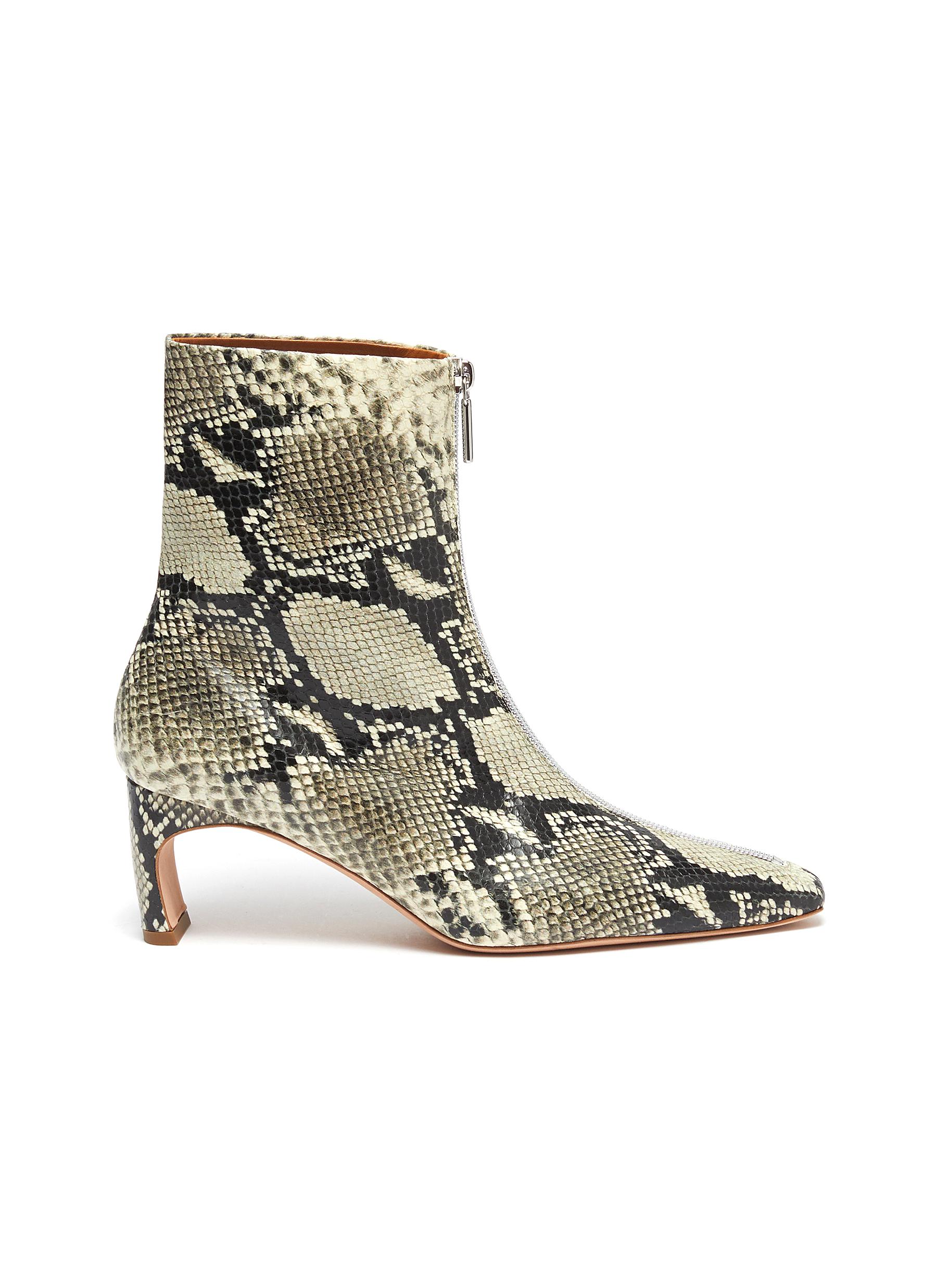 Rosetta Getty Boots Zip front snake embossed leather ankle boots