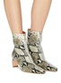 Figure View - Click To Enlarge - ROSETTA GETTY - Zip front snake embossed leather ankle boots