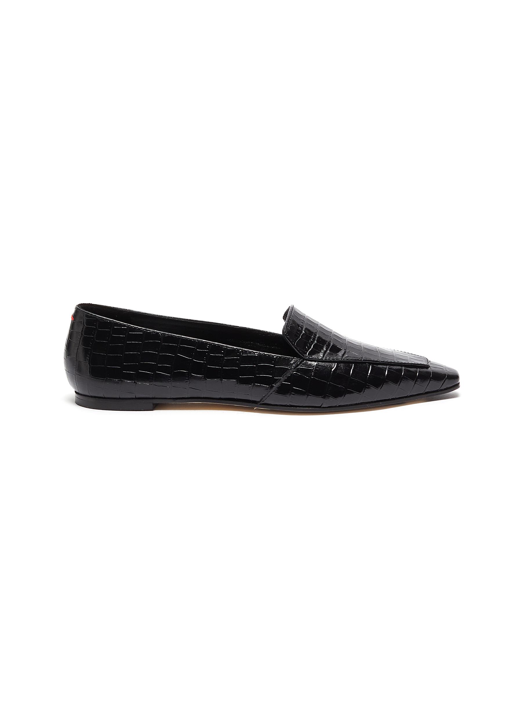 Aeyde 'AURORA' CROC EMBOSSED LEATHER LOAFERS