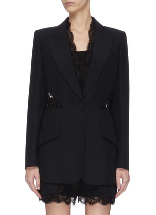 Main View - Click To Enlarge - ALEXANDER MCQUEEN - Lace panel blazer