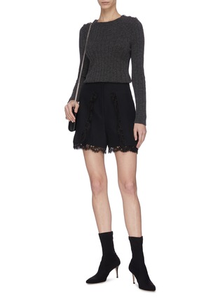 Figure View - Click To Enlarge - ALEXANDER MCQUEEN - Lace hem tailored shorts