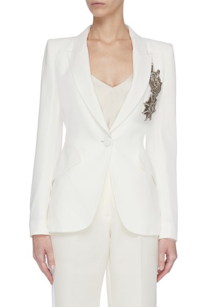 Main View - Click To Enlarge - ALEXANDER MCQUEEN - Brooch detail embroidered blazer