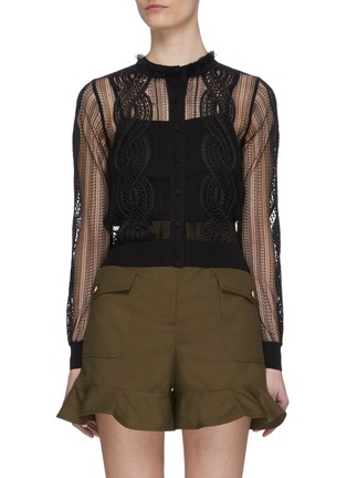 Main View - Click To Enlarge - ALEXANDER MCQUEEN - Sheer Lace Embroidered Cardigan