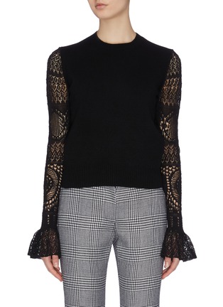 Main View - Click To Enlarge - ALEXANDER MCQUEEN - Lace sleeve knit top
