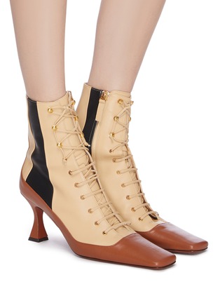 Figure View - Click To Enlarge - MANU ATELIER - 'Duck' Colourblock Lace Up Leather Ankle Boots